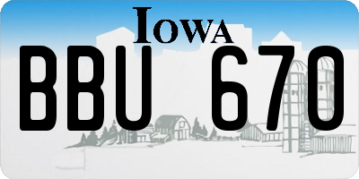 IA license plate BBU670