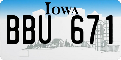 IA license plate BBU671