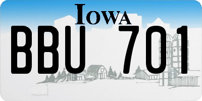 IA license plate BBU701