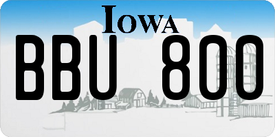 IA license plate BBU800