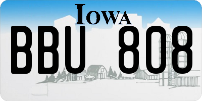 IA license plate BBU808