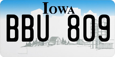 IA license plate BBU809