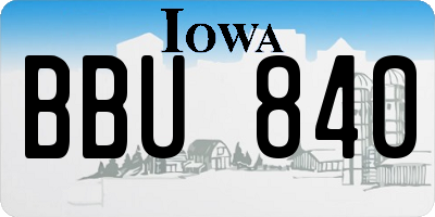 IA license plate BBU840