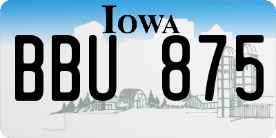 IA license plate BBU875