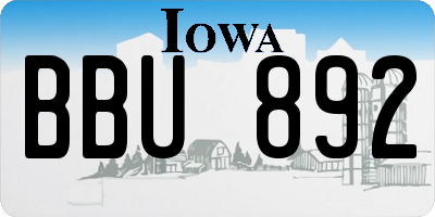 IA license plate BBU892