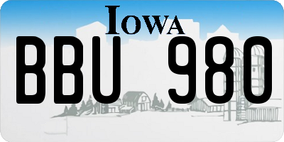 IA license plate BBU980