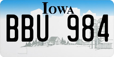 IA license plate BBU984