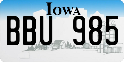 IA license plate BBU985