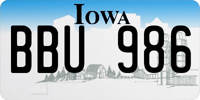IA license plate BBU986