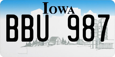 IA license plate BBU987