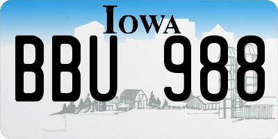IA license plate BBU988