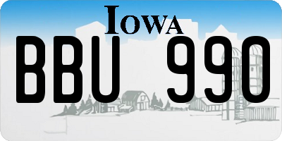 IA license plate BBU990