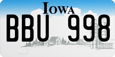 IA license plate BBU998