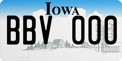 IA license plate BBV000