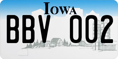 IA license plate BBV002