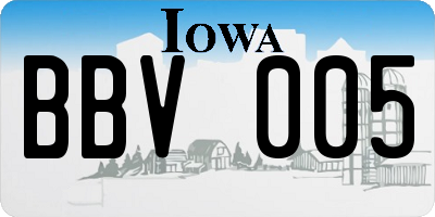 IA license plate BBV005