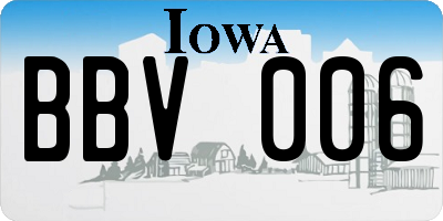 IA license plate BBV006