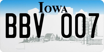 IA license plate BBV007
