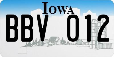 IA license plate BBV012