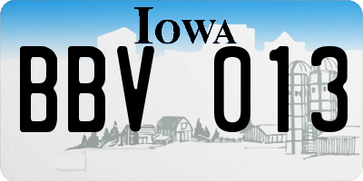 IA license plate BBV013