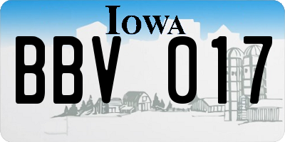 IA license plate BBV017