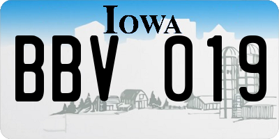 IA license plate BBV019