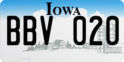 IA license plate BBV020