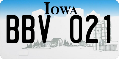 IA license plate BBV021
