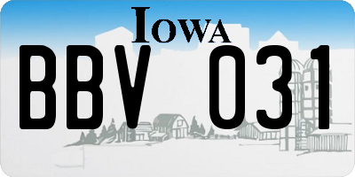 IA license plate BBV031