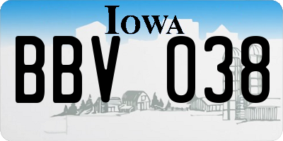 IA license plate BBV038