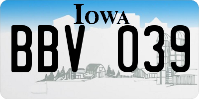 IA license plate BBV039