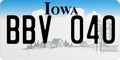 IA license plate BBV040