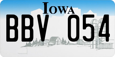 IA license plate BBV054