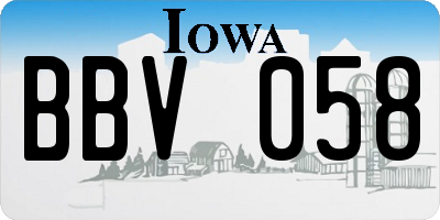 IA license plate BBV058