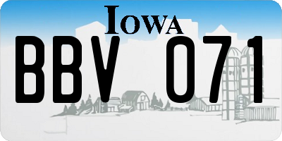 IA license plate BBV071