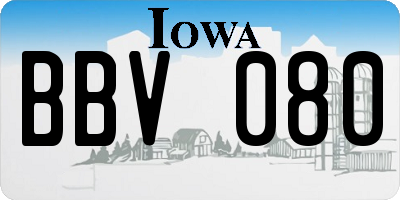 IA license plate BBV080