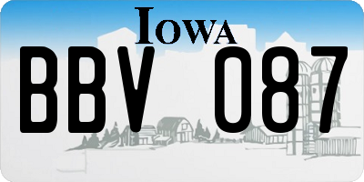 IA license plate BBV087