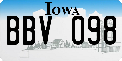 IA license plate BBV098