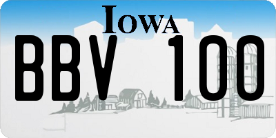 IA license plate BBV100