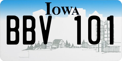IA license plate BBV101