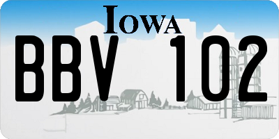 IA license plate BBV102