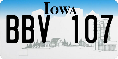 IA license plate BBV107