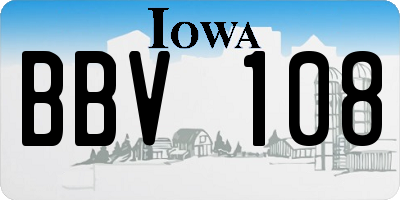 IA license plate BBV108