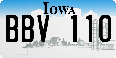 IA license plate BBV110