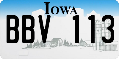IA license plate BBV113