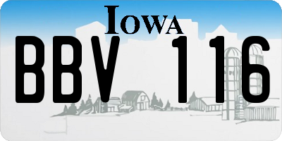 IA license plate BBV116