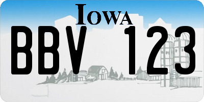 IA license plate BBV123