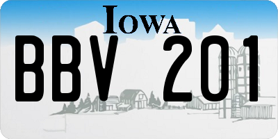 IA license plate BBV201
