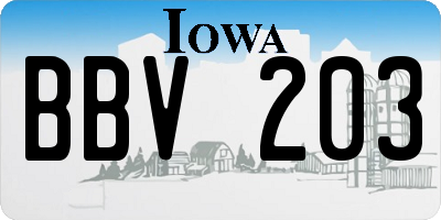 IA license plate BBV203