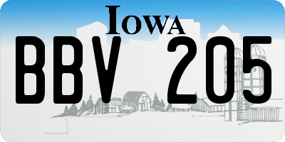IA license plate BBV205